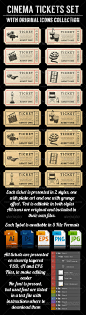 Cinema Tickets Templates 电影票设计模板源文件素材-淘宝网