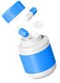 bottle with pills - 40个医疗药品3D图标合集 Pharma 3d icons(Blue and Clay)