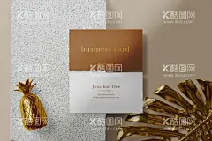 金色装饰名片样机模板  - 源文件下载【酷图网】名片,模板,名片样机,金色树叶,金色菠萝,