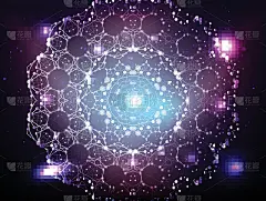 抽象技术空间星系。连接线和点。连接科学与技术。分子结构dna或神经元组成。点，线，和星星和宇宙的形状