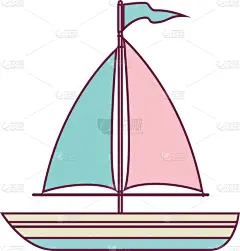分离着色,有帆船,船,图标,华丽的,高雅,概念,图像,海洋,装饰