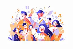 教师节扁平风插画海报-图巨人