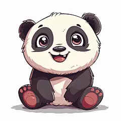数字艺术简约扁平风熊猫元素素材