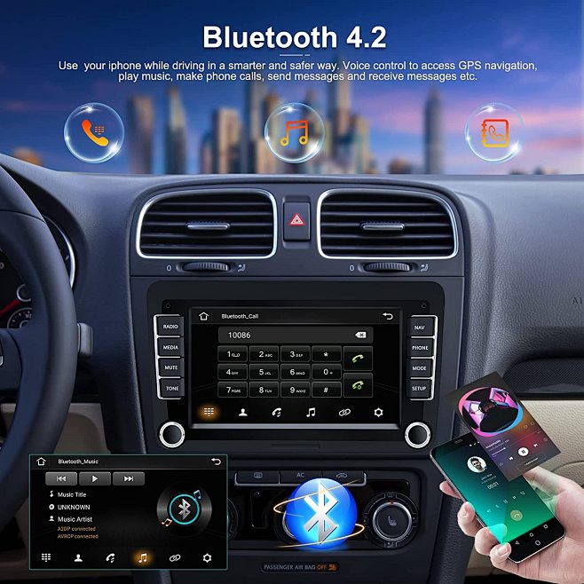 thumbnail image 2 of 9-Inch Android 13 Car Stereo W/ Carplay & GPS For VW Jetta Passat – 2GB RAM, 32GB ROM, Bluetooth 2 of 4