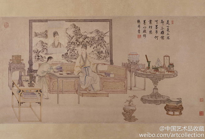 #国画#【 清 郎世宁 《弘历是一是二图...