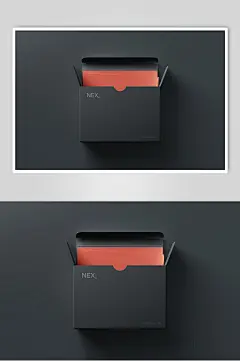 打开黑红商务大气创意名片盒样机
