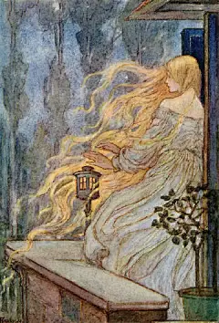 女插画师Florence Harrison20世纪早期的插画作品。Harrison为著名诗人丁尼生（Alfred Tennyson）、克里斯蒂娜.罗塞蒂（Christina Rossetti）的诗集都绘制过插画。她的作品极具想象力，有着较为强烈的新艺术风格，笔下的人物和场景多有丰富绚丽的色彩，充满动感和活力。