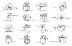 礼品盒包装礼物线描元素  - 源文件下载【酷图网】礼品盒,包装礼物,线描元素,卡通元素,贴纸元素,设计元素,矢量插画,手绘元素,插画元素,矢量元素,矢量手绘,设计,EPS矢量