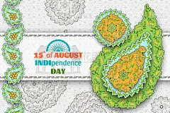 8月15日是印度独立日。带有阿拉伯花纹图案的贺卡。佩斯利和曼荼罗。矢量插图。