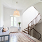 Large mediterranean concrete curved staircase in Toulouse with concrete risers and feature lighting.