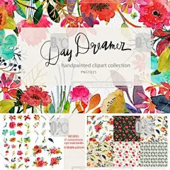 PNG免抠唯美艳丽水彩风花卉叶子背景LOGO名片装饰素材[PS1483]-淘宝网