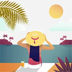 手绘度假女子免抠png素材_新图网ixintu.com