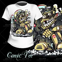 6个EPS 欧美卡通插画T恤印花图案 矢量图 2016053013-淘宝网