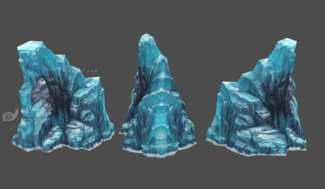 冰山，冰封山体，冰冻石头，冰石头，雪地石头，蜗牛网资源，蜗牛模型网 - 山石模型 - 蜗牛模型网 - www.3dsnail.com
