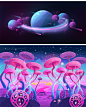 艺术太空宇宙梦幻背景唯美手机APP引导页UI界面设计矢量插画素材-淘宝网