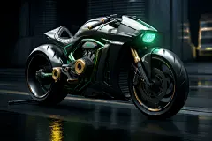 霓虹光科技感摩托车交通工具摄影图