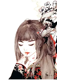 高清水彩 古典花卉+古风美人彩图 淡彩手绘 插画设计动漫临摹素材-淘宝网