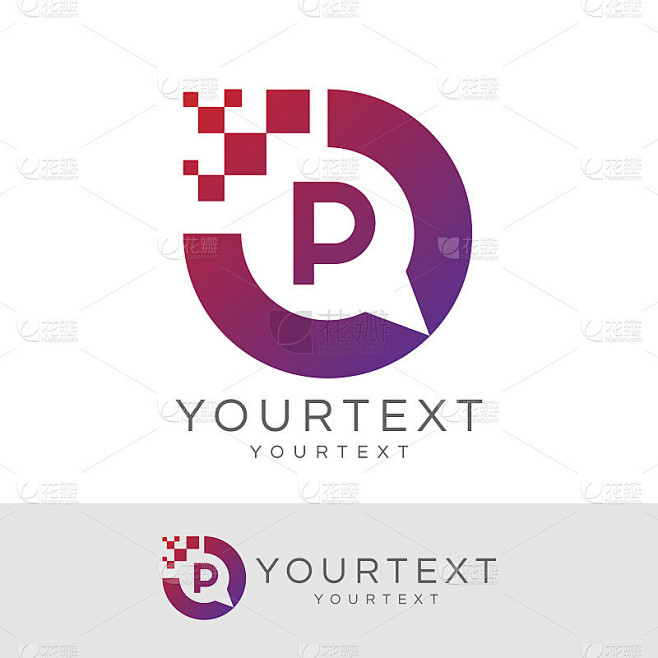 技术首字母P图标设计