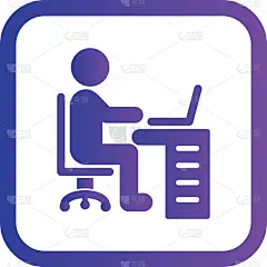 办公室,计算机图标,轮廓,男人,符号,直的,图像,矢量,阴影,设计
