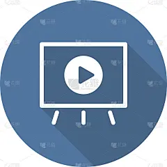 视频演示图标。经营理念。平面设计。长时间的沙