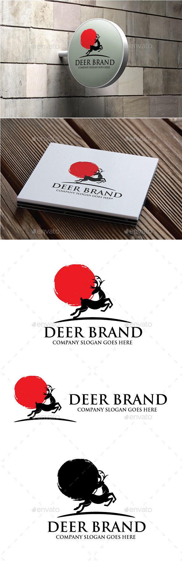 鹿品牌标志——动物标志模板Deer Br...