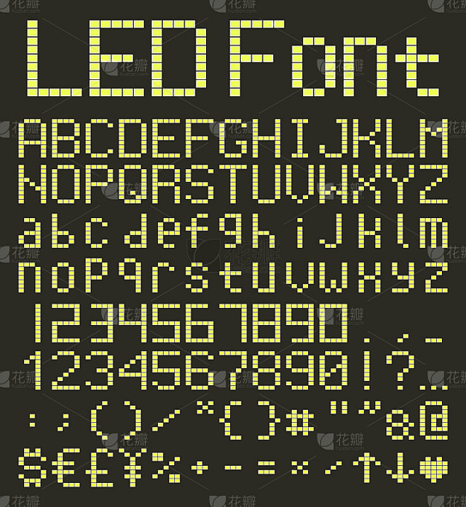 LED数字字母和数字设置，黄色LED字体