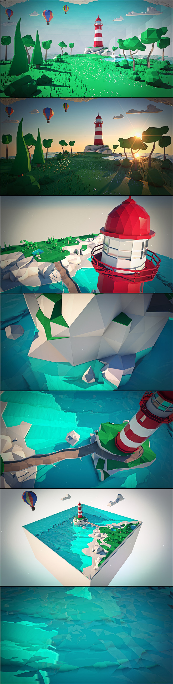 漂亮卡通low poly 低面低多边形卡...