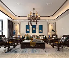 现代办公室室内的3d渲染