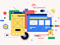 Wireframes toggle composition ux colors icons wireframes shapes abstract geometric illustration