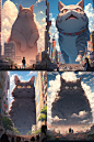hongdoubixiangshi_A_huge_cat_overlooking_humans_in_a_city_Ghibl_d1925de9-d317-4e18-9461-f391c135783e