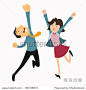 Happy business man and woman jumping in the air cheerfully. Feeling and emotion concept. -人物-海洛创意（HelloRF） - 站酷旗下品牌 - Shutterstock中国独家合作伙伴