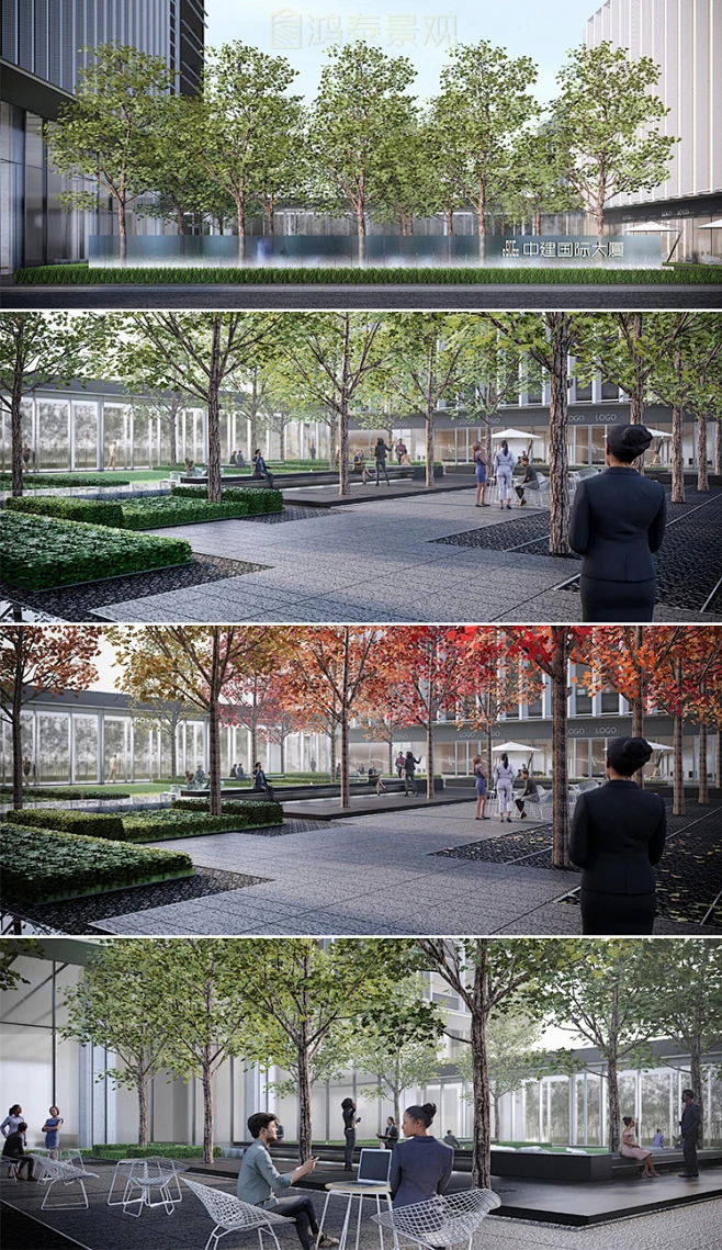 2022新中建办公产业园景观方案文本办公楼产业园中庭景观设计文本-花瓣网