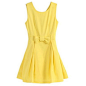 ROMWE Bowknot A-line Pleated Sleeveless Sweet Yellow Dress