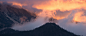 2560x1080 Wallpaper mountains, fog, sky, trees, sunset