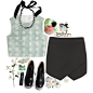 A fashion look from April 2015 featuring flat top, black skirt and Acne Studios. Browse and shop related looks.