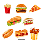 手绘食物 汉堡西餐 甜品糕点 插图设计AI 矢量素材 插图/插画
