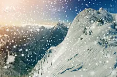 背景,天空,陡峭,冬天,雪花,山,地形,蓝色,留白,明亮