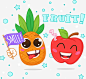 卡通水果_新图网 https://www.ixintu.com 矢量素材 红苹果 凤梨 卡通水果 夏日水果 矢量