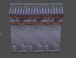 古代院墙，墙体，石墙，院墙组件4