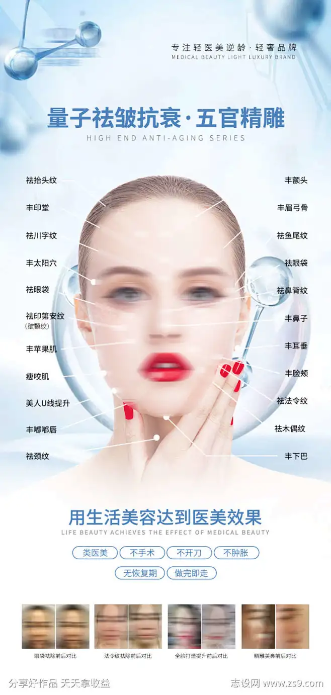 医美项目面部示意图海报_源文件下载_PSD格式_1000X2100像素-美白针,填充,除皱,面部,塑形,轮廓,精雕,五官,抗衰,整形,医疗美容 ...