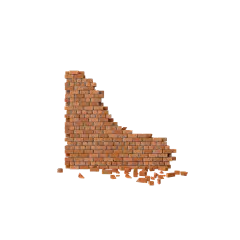 Brick Wall Section with Debris