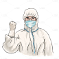 防疫人员加油努力元素