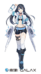 以影驰logo的主题蓝色×星耀娘的装扮设计，我将星耀娘的衣服改动成了机能风，添加了显卡散热扇为原型设计的道具使形象更具有潮流与科技感~
