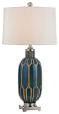 36" Glazed Ceramic Table Lamp in Blue and Off White - contemporary - Table Lamps - Fratantoni Lifestyles