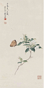 梨花蝴蝶丝绸画卷轴画客厅挂画新中式玄关装饰画国画花鸟画新品-淘宝网