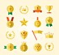 精美奖牌图标矢量素材，素材格式：AI，素材关键词：奖杯,皇冠,五角星,奖牌,冠军