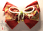 日式和风花朵蝴蝶结边夹顶夹弹簧夹 日系巫女手工和服布铃铛发饰