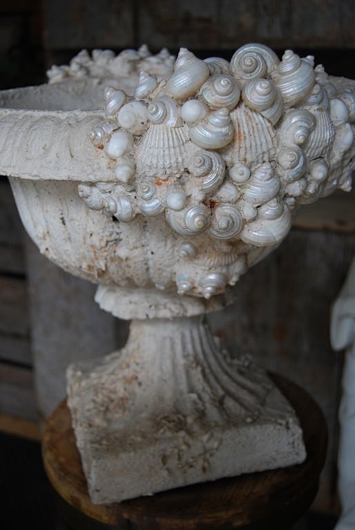 shell encrusted urn