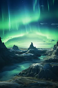 南极极光自然夜景视觉盛宴