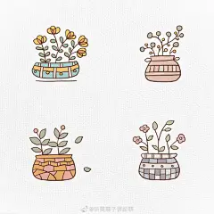 南子原创简笔画
五彩斑斓小盆栽

#插画艺术##手账素材# ​​​​